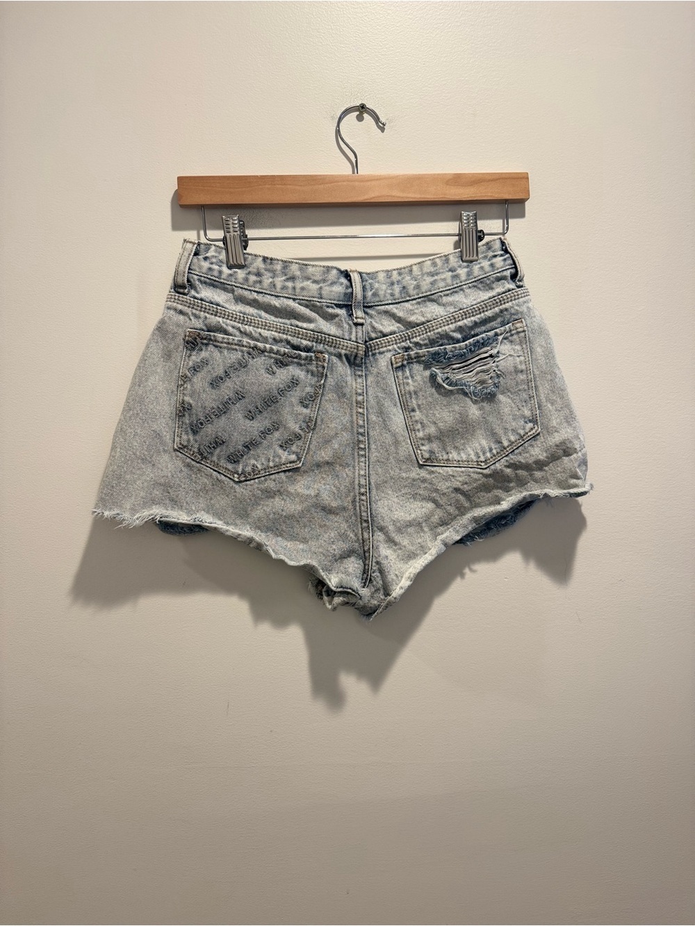 White Fox Boutique High-Rise light wash denim shorts
